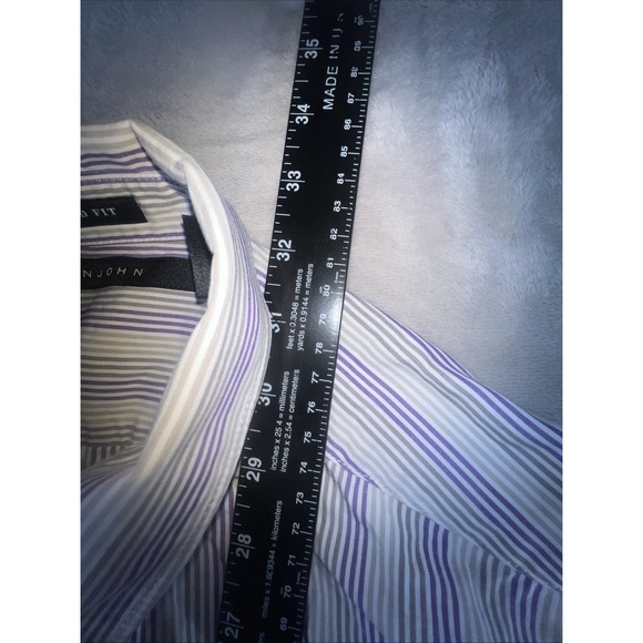 Sean John Stitched  LONG SLEEVE SHIRT Size 2XL  Purple Gray White Stripes - Picture 8 of 10
